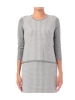 千鳥格子切り替えニットプルオーバー