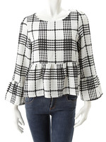 【ECURY】チェックぺプラムチュニック