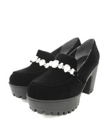 ビジュー付きラバー厚底ローファー