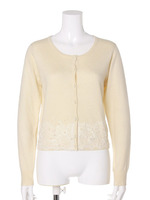ヘムレースパール刺繍ニットカーディガン
