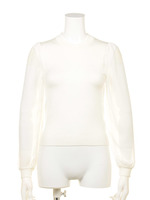 ボトルネック袖シフォンニット