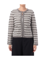 ラメ使いボーダーデザインカーディガン