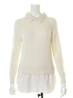 アンゴラ混アゼレース襟裾プルオーバー