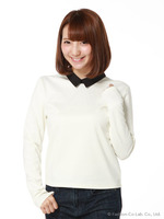 長袖カラー付カットトップス