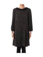 配色襟ドットプリントプリーツワンピース