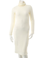 【ECURY】ハイネックミモレ丈Iラインワンピース