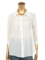 パールボタンシフォンシャツ