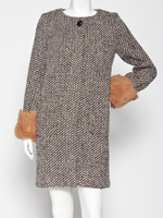 ファー付きノーカラーコート