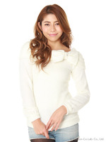 リボンオフショルトップス