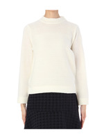 透かし編み切り替えハイネックニット