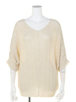 テープヤーンVネックドルマンニット