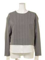【CHIC】ストライプシャツレイヤードTOPS