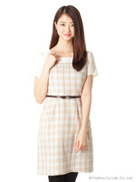 ファンシーツイードベルト付ワンピース