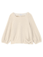 リボンつきノーカラープルオーバー