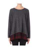 裾チェック起毛チュニック