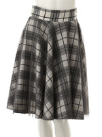 【ECURY】チェックチュールフレアミディスカート