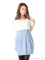 ダブルボタンドッキングワンピース