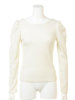 カットリブ後ろV開きトップス