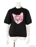 TABBY CAT MOCK NECK TEE