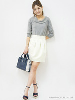 ニット×ストライプドッキングワンピース