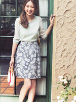 袖シフォンクリアストーンニット