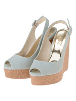 デニムコルクオープントゥーパンプス