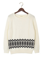 JC C/AC ジャガードラグランクルーネック プルオーバー 