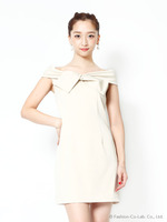 前リボンオフショルワンピース