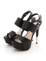 【R&E】ワイドストラップ美脚ヒールサンダル