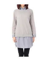 ニットレイヤード風シャツワンピース