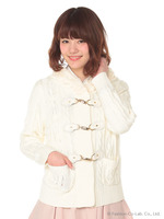 フード付ケーブルニット