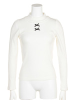 レースネックリブプルオーバー