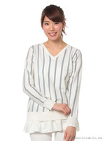 異素材ヘム2WAYストライプニット