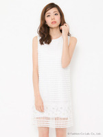 格子柄レースワンピース