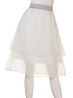 【Omekashi】ボーダーオーガンジースカート