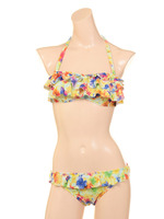 【nuckle market】フラワープリント 3段フリル バンドゥブラ