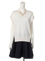 スウェット×ストライプワンピース×ネックレス3点セット