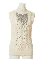 ビジューケーブルニット