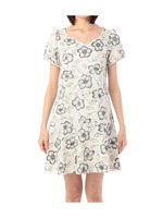 フラワー発砲プリントフレアワンピース