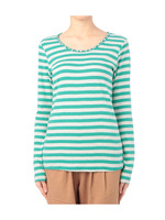 ボーダー柄ビジューつきカットソープルオーバー