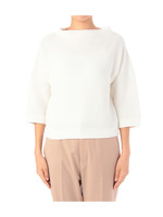 リップル編みスラッシュドネックニット