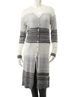 【ECURY】サマーニットボーダーロングカーディガン