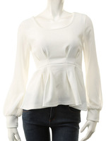 【ECURY】袖シフォン切替ペプラムチュニック