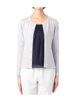 ラメニットカーディガン+シアーチェックブラウス