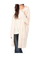 リブ切り替えロングニットカーディガン