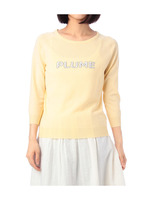 ロゴ刺しゅう七分袖ニット