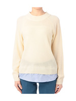 裾ストライプ畦編みニット