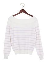 2WAYオフショルボーダー／ニット/オフホワイト/ラベンダー