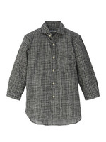 50ブロード手書風チェックシャツ/ブラック(119)