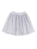 Check　lace　skirt/bluegray
